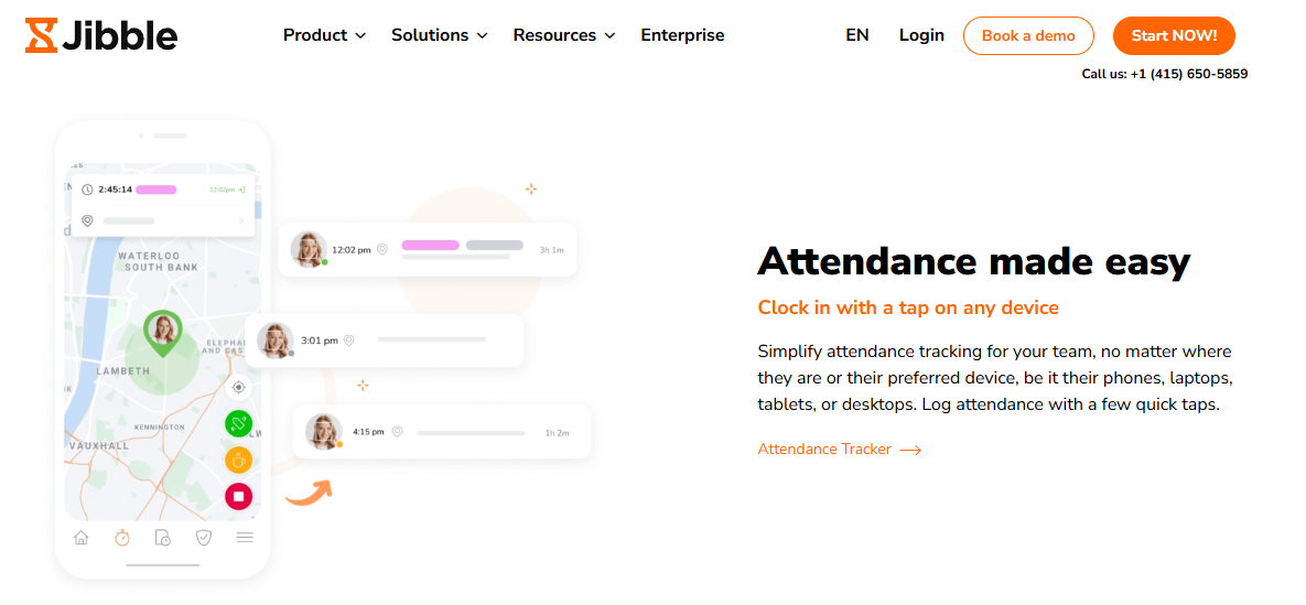  Jibble Attendance Tracker Showing Gps Map Clock-Ins With Timestamps Across Phones, Tablets, And Desktops