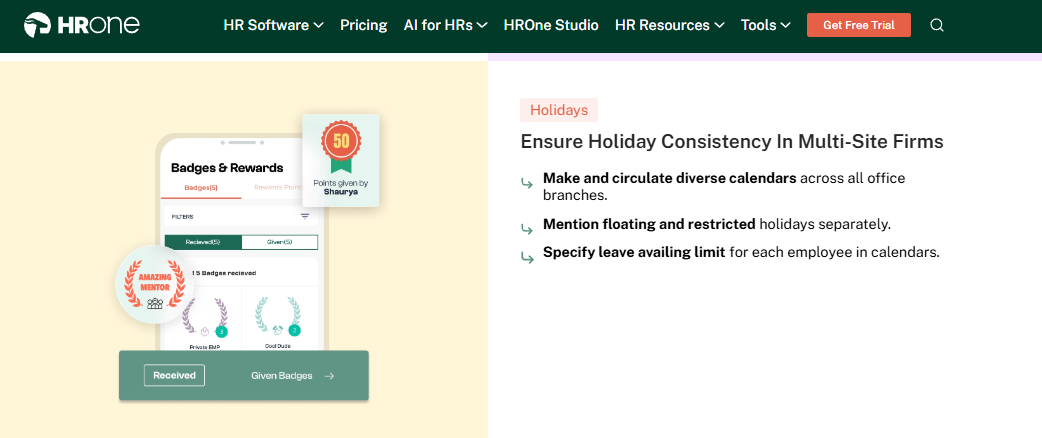 Hrone Holiday Calendar Settings For Multi-Site Firms With Floating, Restricted Holidays And Leave Availing Limits
