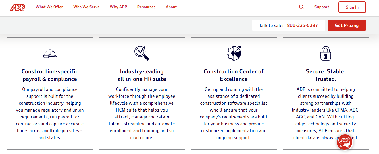 Adp Construction Payroll And Compliance Cards Covering Union Requirements, Hcm Suite And Dedicated Support