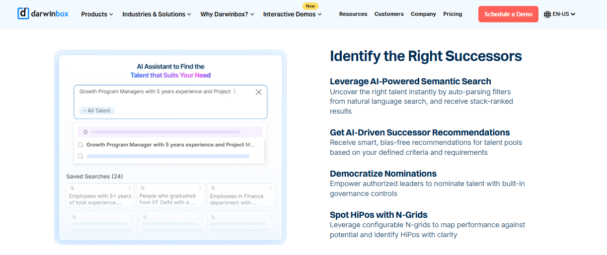Darwinbox Succession Planning Screen With Ai Semantic Talent Search And N-Grid Hipo Mapping