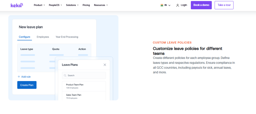 Keka New Leave Plan Screen Configuring Leave Types, Quotas And Year-End Processing For Employee Groups